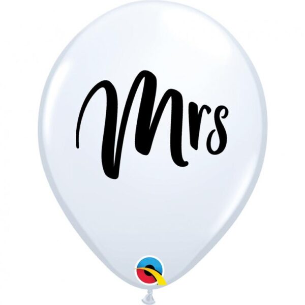 #BL Balon QL 11" z nadr. "Mrs.", biały /  25 szt. KK