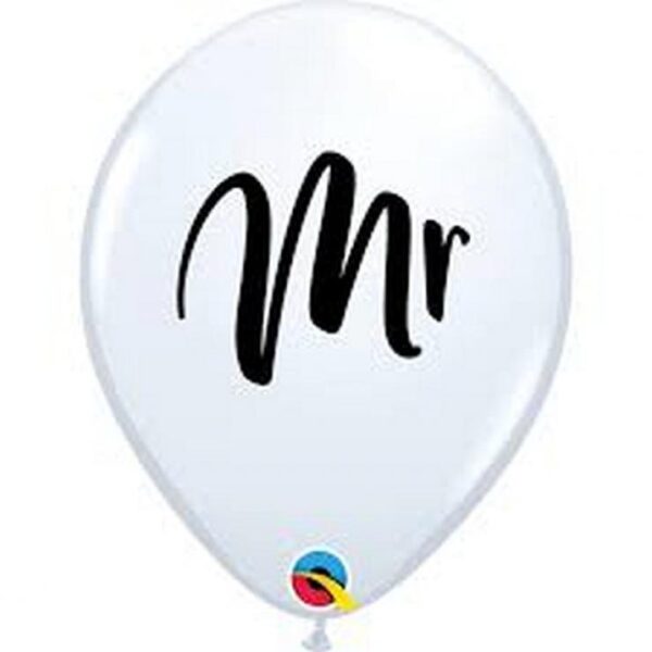#BL Balon QL 11" z nadr. "Mr.", biały / 25 szt. KK