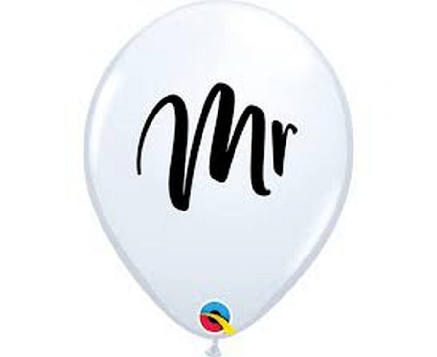 #BL Balon QL 11" z nadr. "Mr.", biały / 25 szt. KK