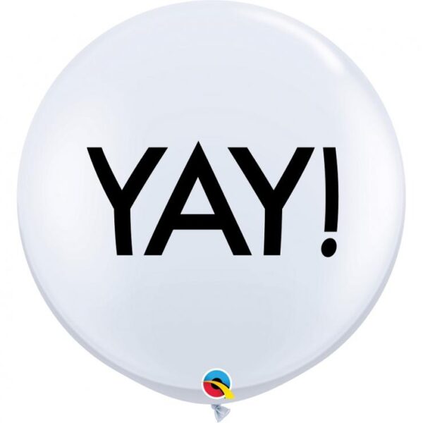 #BL Balon QL 36 cali RND  z nadr. Yay!, biały, 2 szt. KK