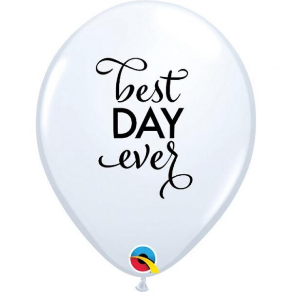 #BL Balon QL 11" z nadr. Best Day Ever, biały / 25 szt. KK