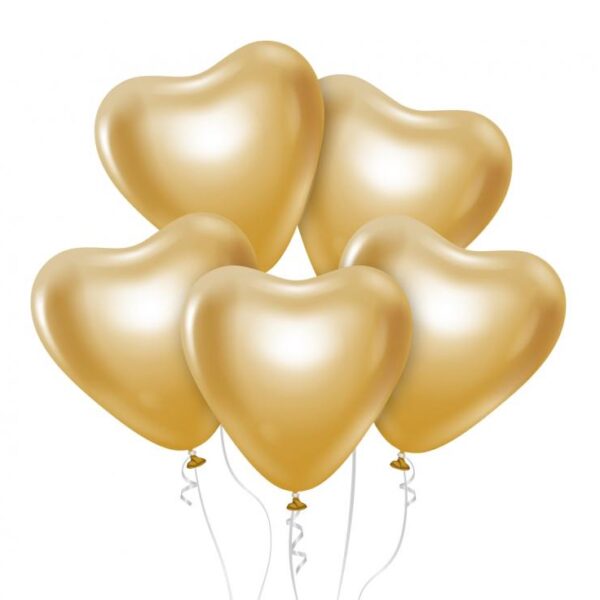 #BL Balony Beauty&Charm, platynowe złote serca 12"/ 6 szt. KK