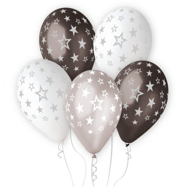 #BL Balony Premium Hel GWIAZDY SREBRNE, 13 cali/ 6 szt.
