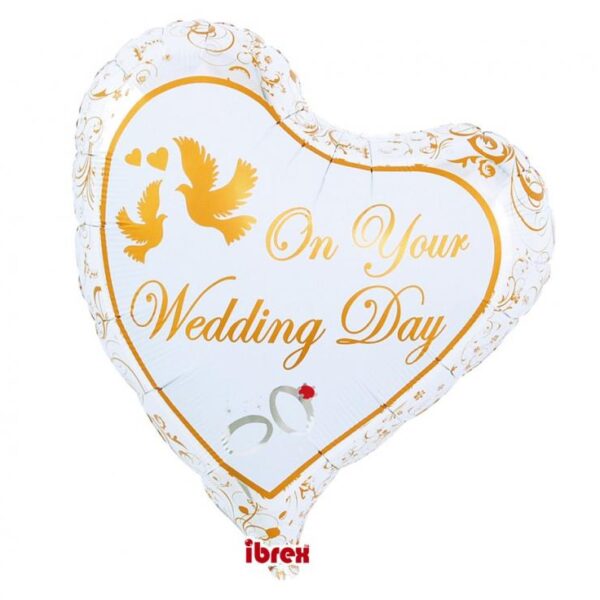 #BFK Balon Ibrex Hel, serce Sweet 14", Wedding Doves&Rings, packed