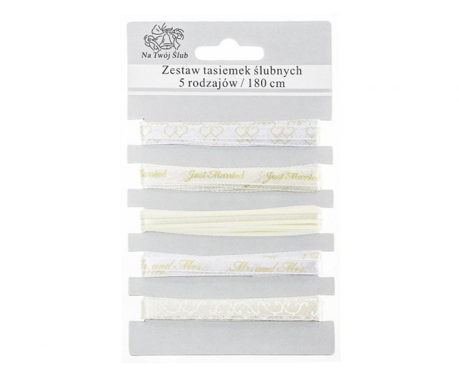 #PAK Zestaw tasiemek ślubnych, 5 rodzajów / 180 cm KK
