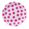 #ZTA Talerzyki pap. białe, Groszki magenta, 18 cm, 6 szt.
