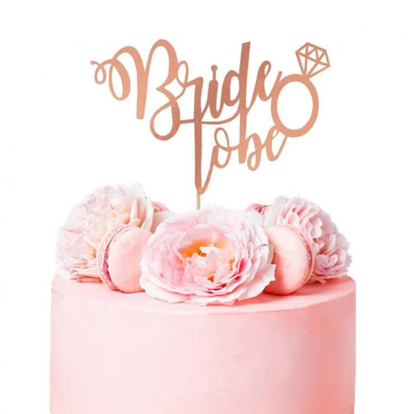 #DETO Dekoracja na tort Bride to be, różowo-złota