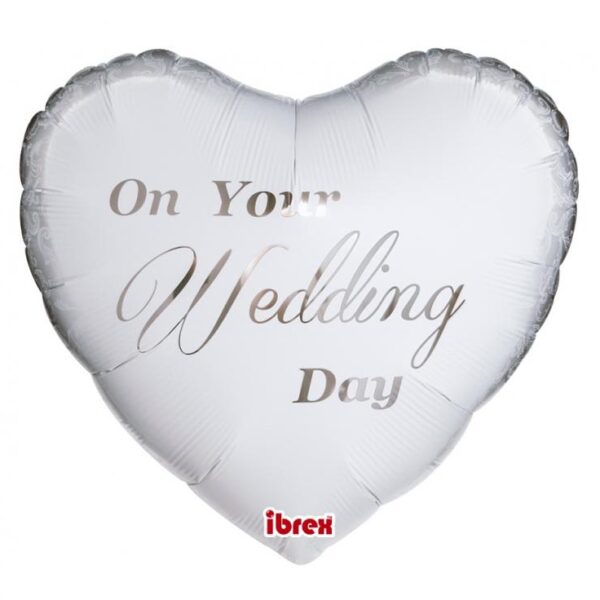 #BFK Balon Ibrex Hel, serce 14", White On Your Wedding Day, packed