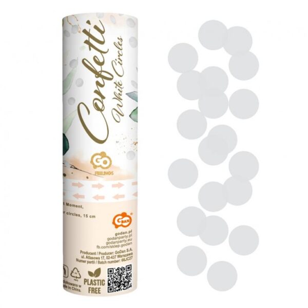 #KP15 Konfetti pneumatyczne Best Moment, kółeczka papierowe białe / 15 cm