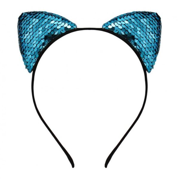 #STAO Opaska Kot z cekinami, niebieska