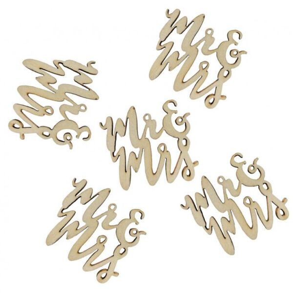 #DEKO Konfetti drewniane Mr i Mrs, 4x4 cm KK