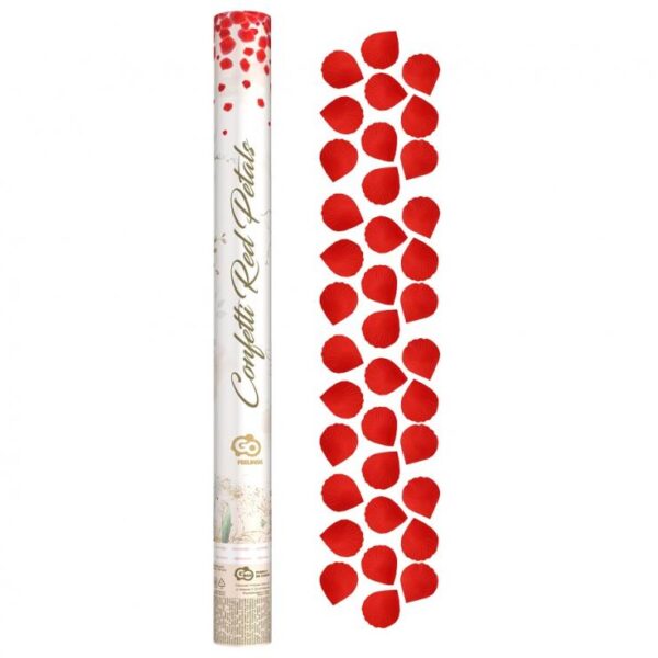 #KP60 Konfetti pneumatyczne Płatki Róż, czerwone, tekstylne / 60 cm