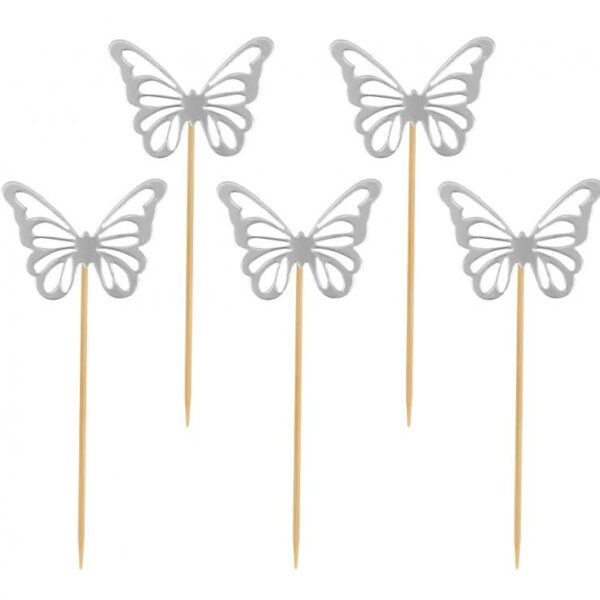 #DEI Piker B&C Motylki, srebrne, 12 szt.