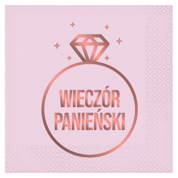 #ZSE Serwetki Wieczór Panieński (różowe), certyfikat FSC, 33x33 cm/ 20 szt.