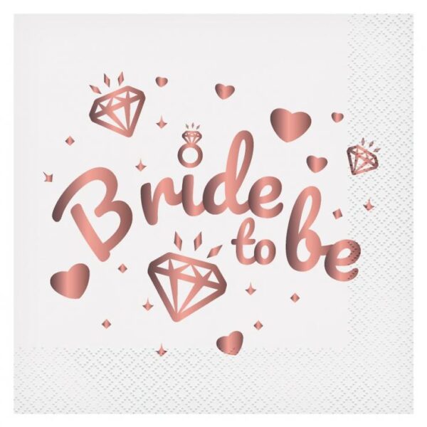 #ZSE Serwetki Bride To Be (białe), certyfikat FSC, 33x33 cm/ 20 szt.