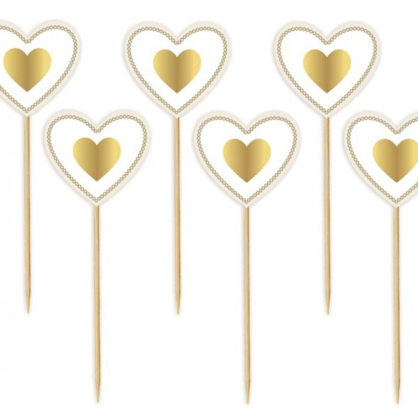 #DEI Pikery Złote serduszko, 6 szt.