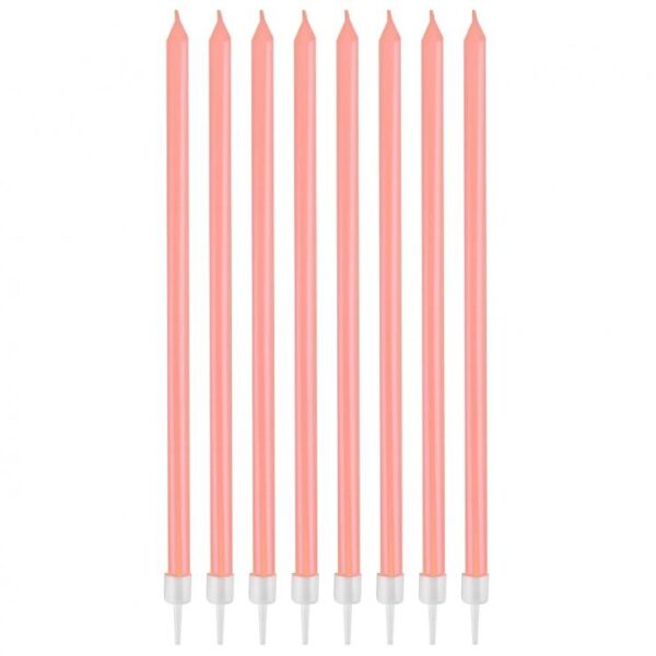 #SU Świeczki perłowe jasnoróżowe, 15.5x0.44 cm, 8 szt.