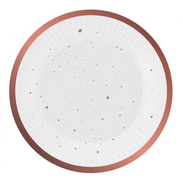 #ZTA Talerzyki papierowe Celebrate (różowo-złote), 18 cm/ 6 szt.