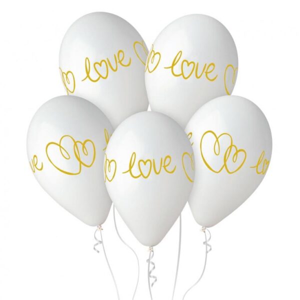 #BL Balony Premium Hel Love, białe, 13 cali/ 5 szt.