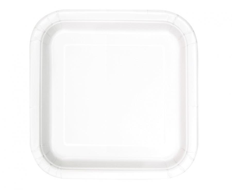 #ZTA Talerzyki papierowe, białe, 18 cm, kwadratowe, 16 szt.
