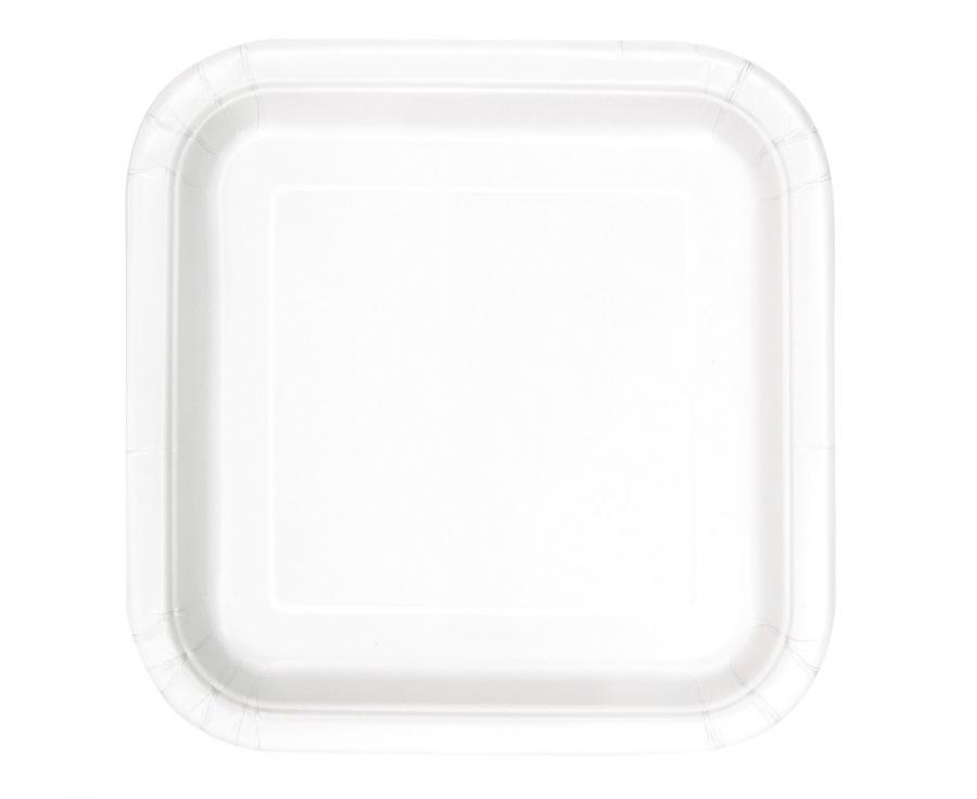 #ZTA Talerzyki papierowe, białe, 23 cm, kwadratowe, 14 szt.