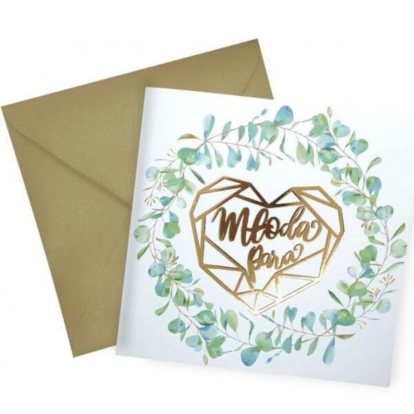 #ZK Kartka okolicznościowa KW ŚLUB LIŚCIE 3D, 1 szt.