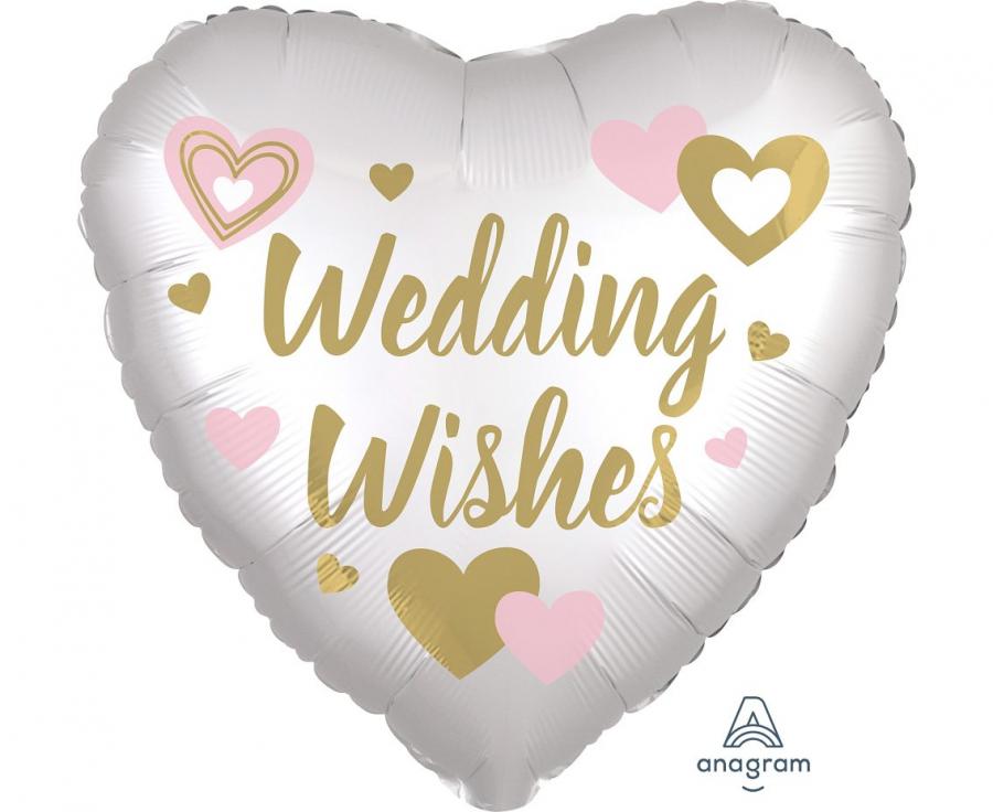 #BFK Balon foliowy 18" serce Satin wedding wishes white