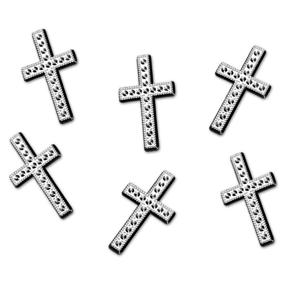 Aplikacje Krzyż, srebrny, 27mm (1 op. / 25 szt.)