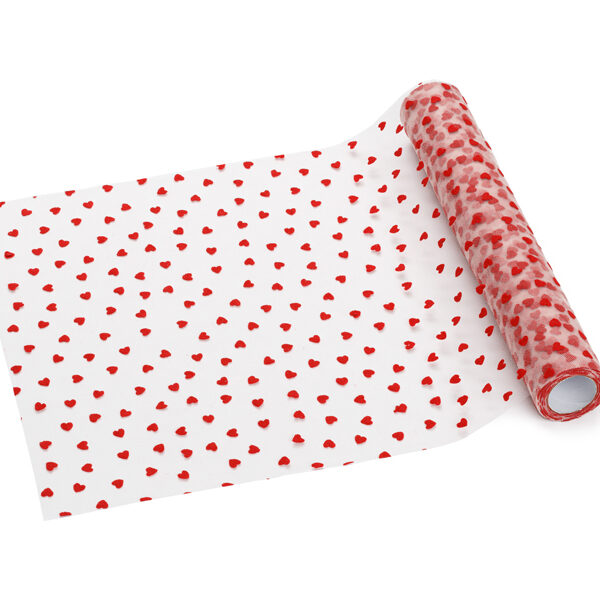 Bieżnik tiulowy Serca, czerwony, 0,36 x 9 m
