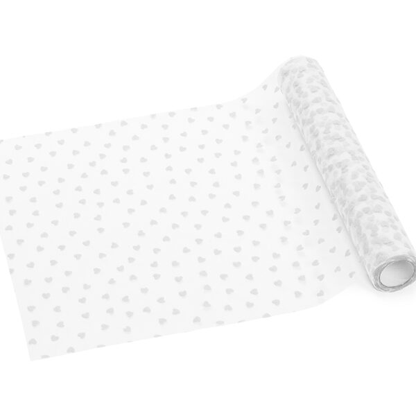 Bieżnik tiulowy Serca, biały, 0,36 x 9 m