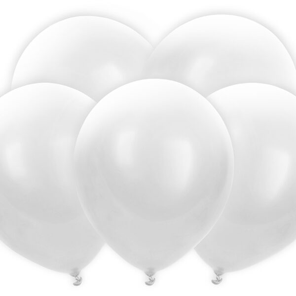 Balony LED 30 cm, biały (1 op. / 5 szt.)