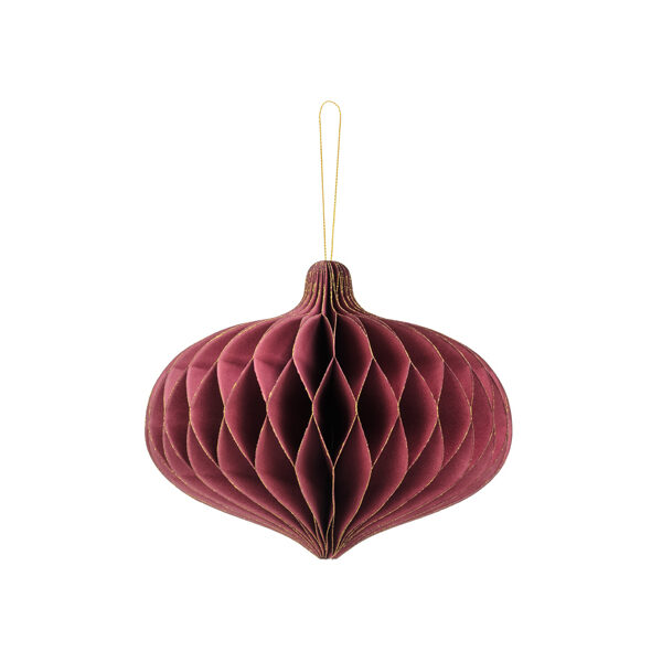 Bombka papierowa honeycomb Owal, bordo, 18x15cm