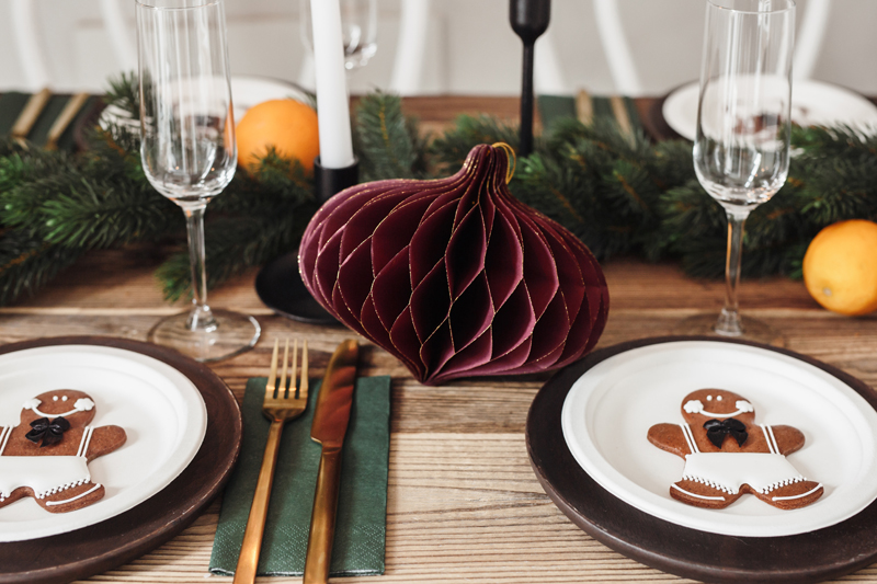 Bombka papierowa honeycomb Owal, bordo, 18x15cm - obrazek 4