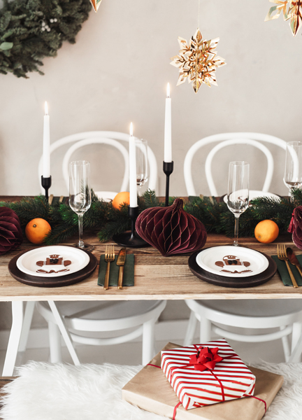 Bombka papierowa honeycomb Owal, bordo, 18x15cm - obrazek 5