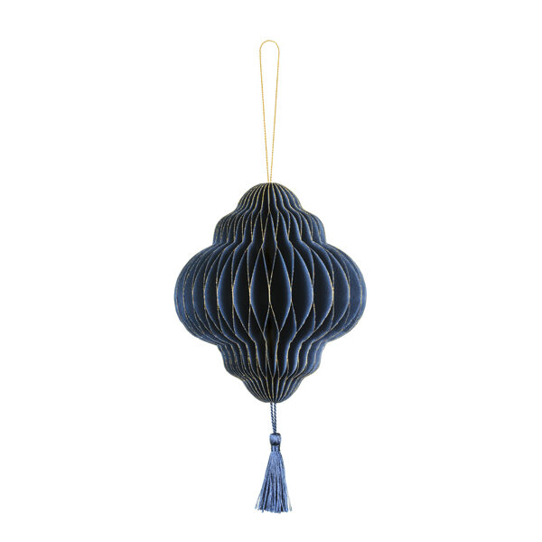 Bombka papierowa honeycomb Latarnia, granat, 13,2x15cm