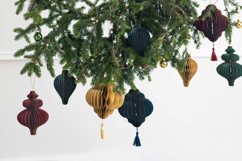 Bombka papierowa honeycomb Latarnia, granat, 13,2x15cm - obrazek 4