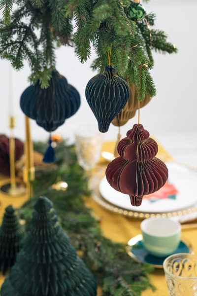 Bombka papierowa honeycomb Latarnia, granat, 13,2x15cm - obrazek 6