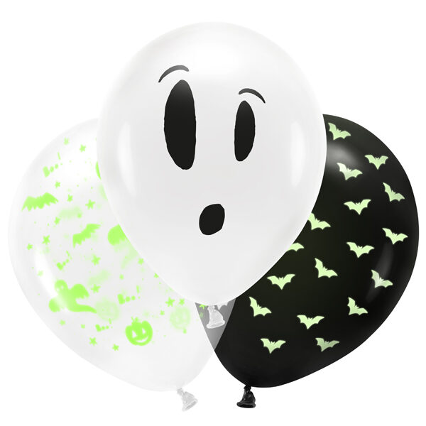 Balony UV 27cm, BOO!, mix (1 op. / 3 szt.)