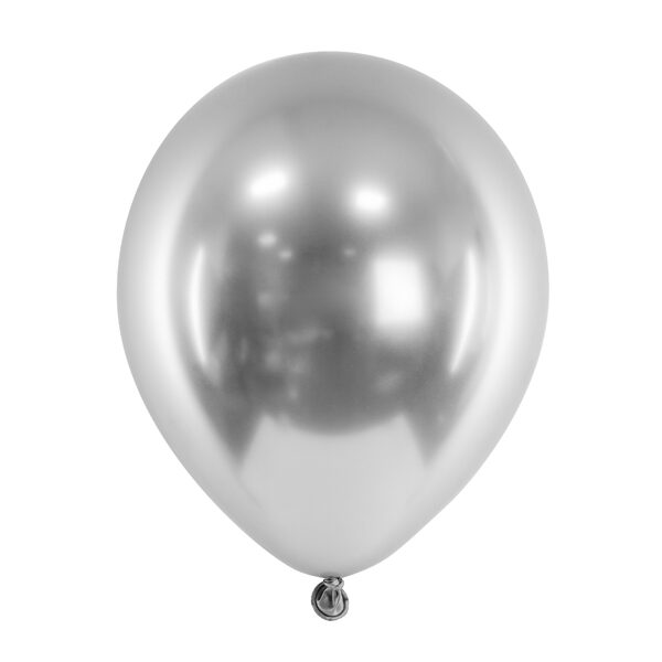 Balony Glossy, 46 cm, srebrny (1 op. / 5 szt.)