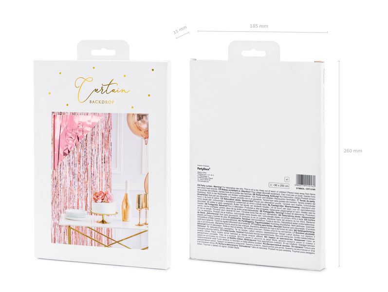 Kurtyna Party, różowe złoto, 90x250cm - obrazek 4