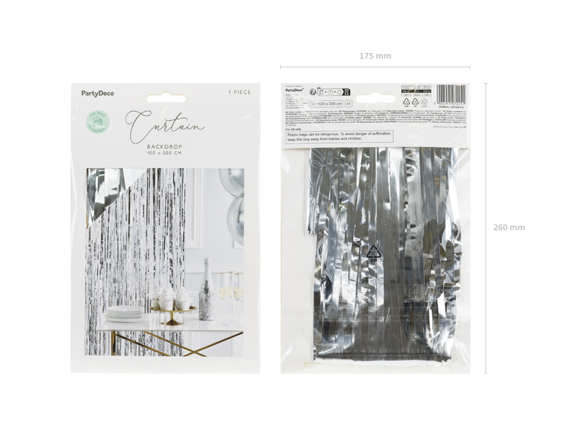 Kurtyna Party, srebrny, 100x200cm - obrazek 3