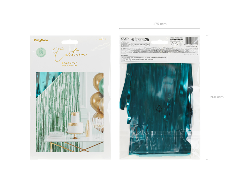 Kurtyna Party, butelkowa zieleń, 100x200cm - obrazek 2