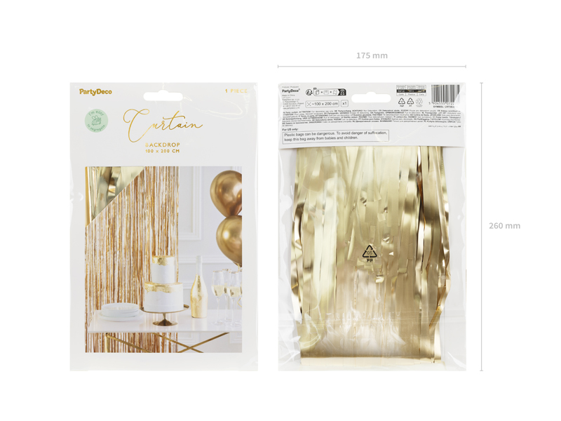Kurtyna Party, elegancki złoty, 100x200cm - obrazek 3