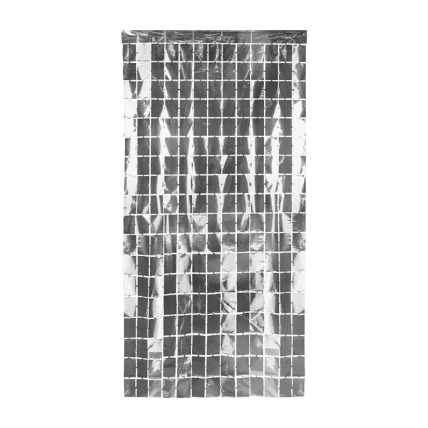 Kurtyna Party Kwadraty, srebrny, 100x200cm