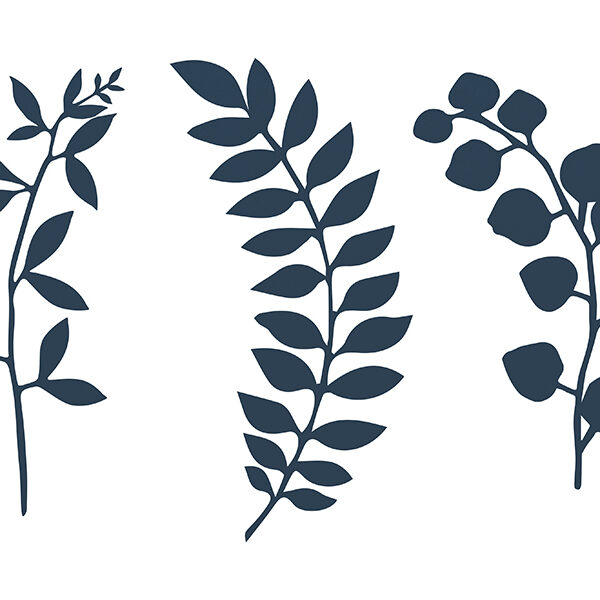 Dekoracja Gałązki z listkami, c. granat (1 op. / 9 szt.)
