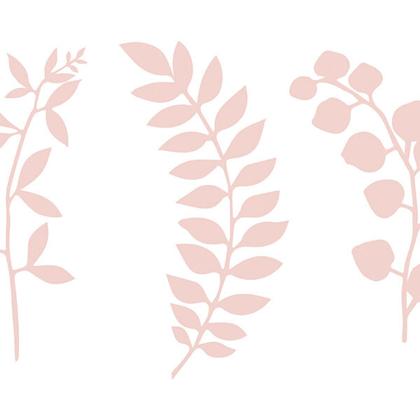 Dekoracja Gałązki z listkami, pudrowy róż (1 op. / 9 szt.)