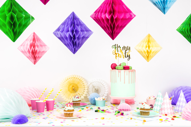 Diament bibułowy, ciemny różowy, 30cm - obrazek 3