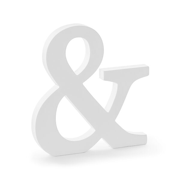 Drewniany znak &, biały, 19,5x20,5cm