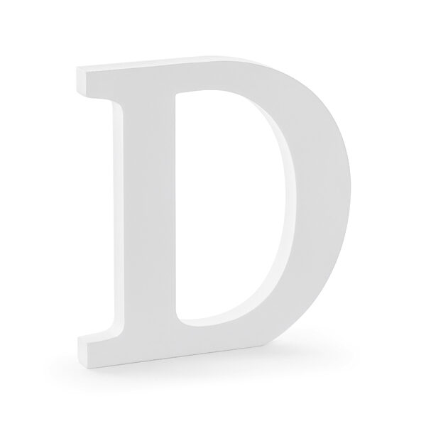 Drewniana litera D, biały, 19,5x20cm