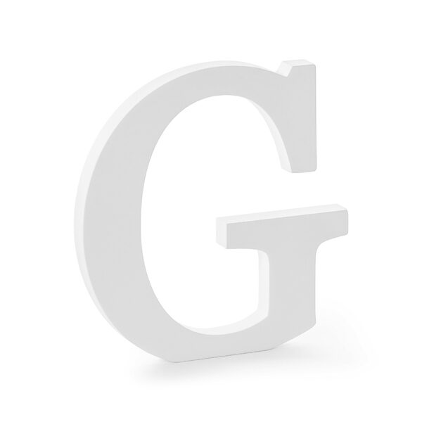 Drewniana litera G, biały, 19,5x20cm